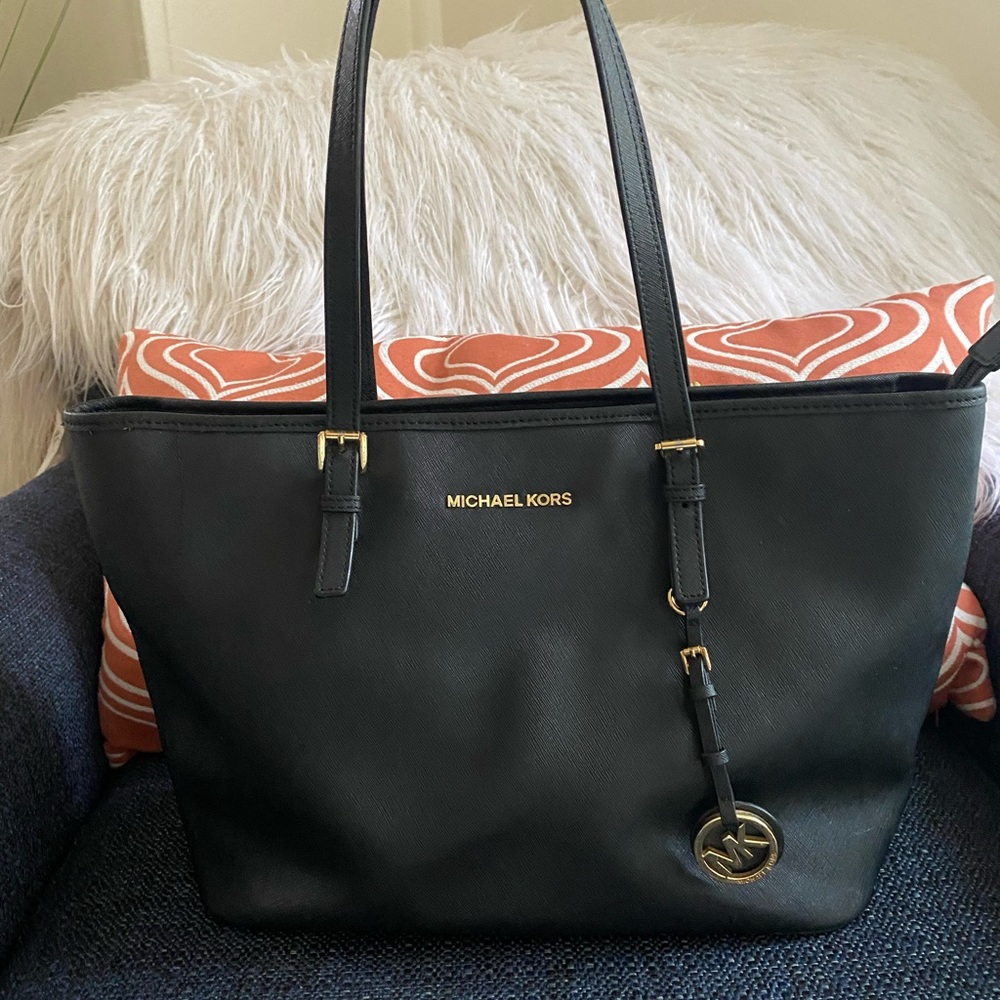 Michael Kors Black Tote with Gold Accents